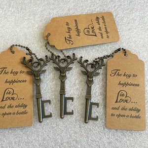 Lot of 3 Deer bottle opener Keyring key holder